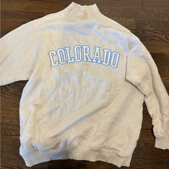 Aerie Colorado Everyday Embroidered Cozy Oversized Mock‎ neck Sweatshirt Small - Picture 3 of 4